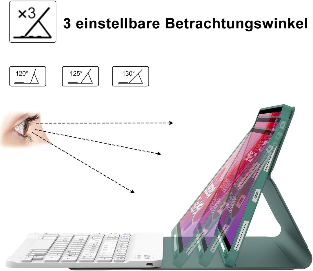 FOGARI Tastatur Hülle für Lenovo Tab M11 11 Zoll 2024, QWERTZ Deutsches Tastatur mit Magnetisch Abne