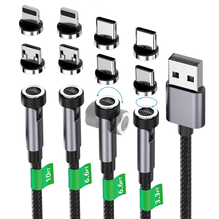 USB C kabel [4Pack 1m+2m+2m+3m] 3 in 1 ladekabel magnetisch 540 Grad Drehbarkeit Gerätestecker,Daten