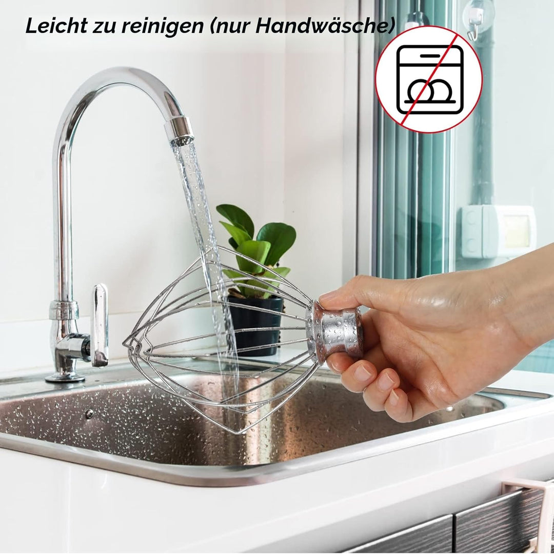Gdrtwwh Schneebesen-Aufsatz für KitchenAid Standmixer mit neigbarem Kopf, Edelstahl-Eiercreme-Rührer