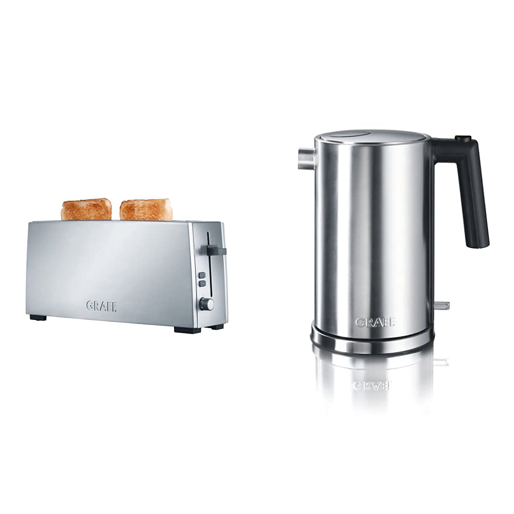Graef Langschlitz-Toaster TO 90, Edelstahl, silber & WK600EU Wasserkocher, Rostfreier Stahl, 1.5 lit