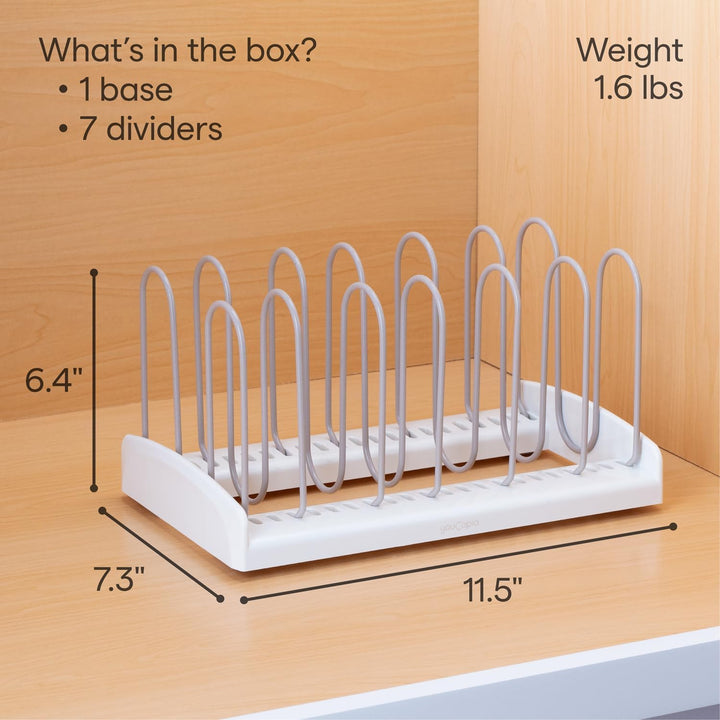 YouCopia Storemore Verstellbarer Pfannen- und Deckelständer, Standard, Weiss, Adjustable Adjustable