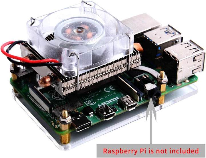 GeeekPi Raspberry Pi Low-Profile CPU Kühler, Raspberry Pi Horizontal Ice Tower Cooler, RGB PWM Cooli