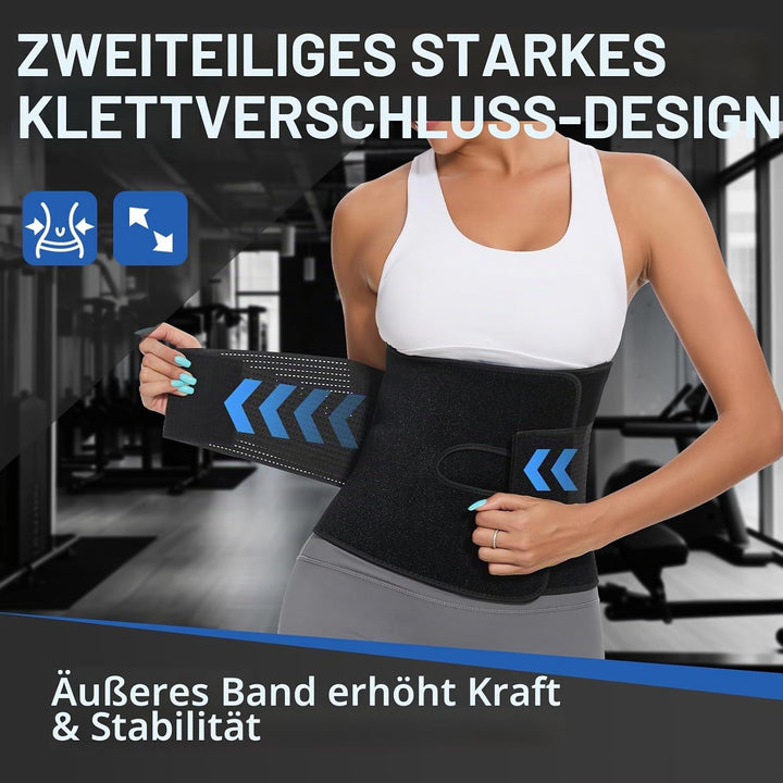 Jueachy Waist Trainer Damen Workout: Bauchweggürtel Damen Herren Fitness Gürtel Verstellbarer - Schw