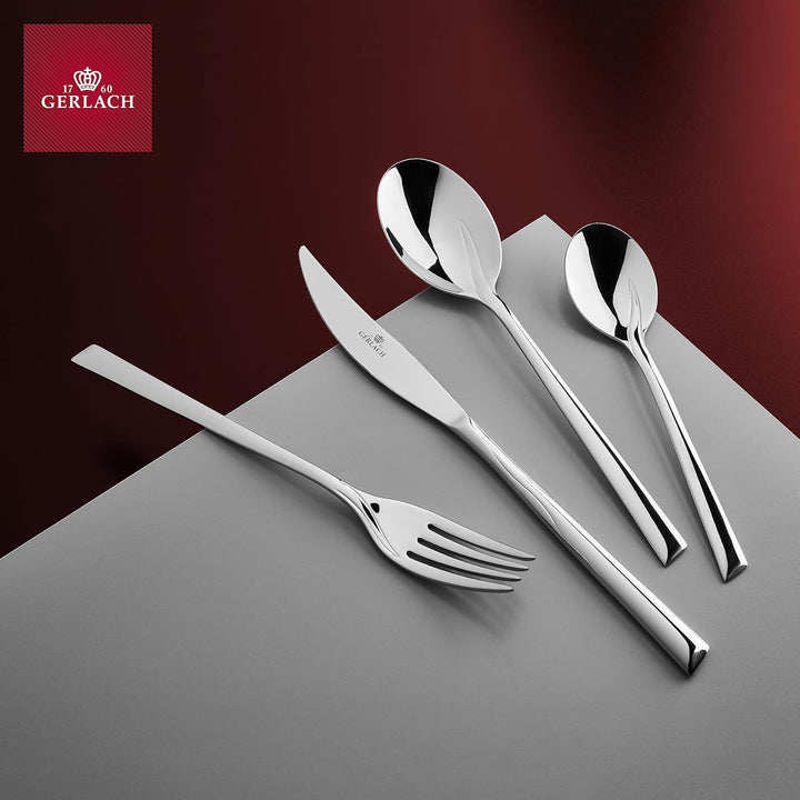 Gerlach Flames Besteck-Set 12 Personen Spülmaschinenfest Essbesteck Edelstahl Elegantes Tafelbesteck