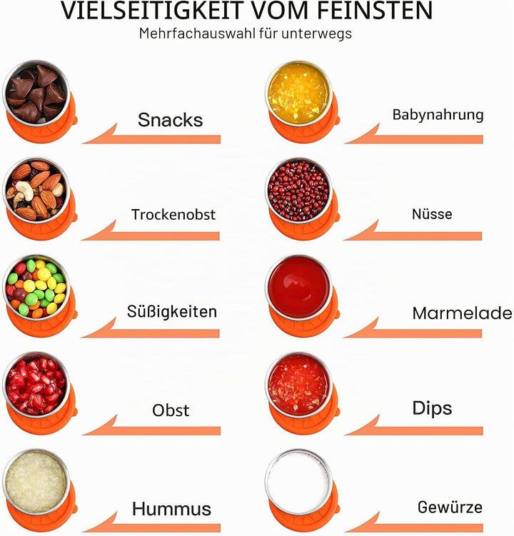 Nicelock kleine edelstahldosen mit deckel, Lebensmittelbehälter Set, Snackbox, Mini-Töpfe mit auslau