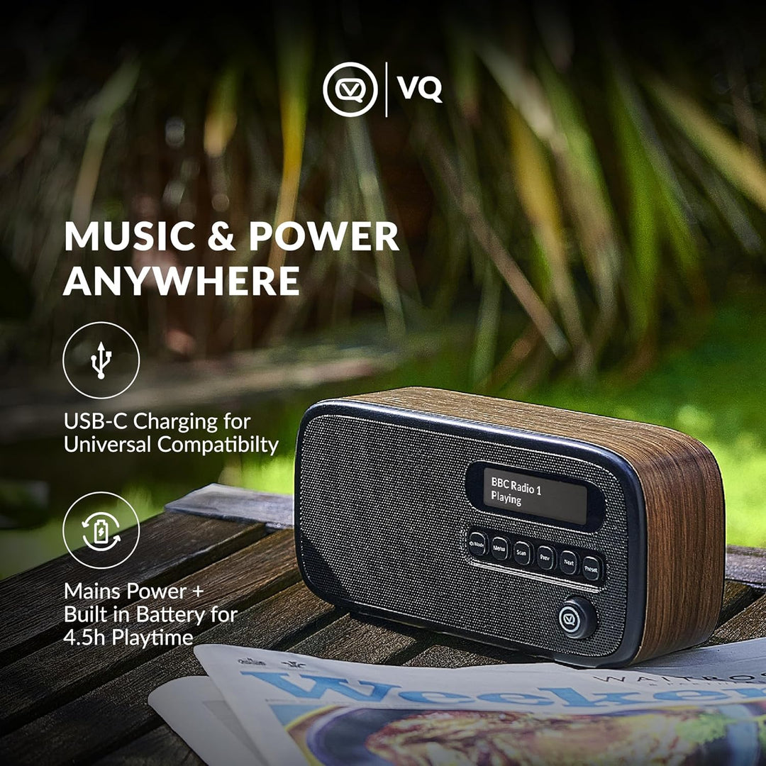 VQ Dexter Radio DAB Plus/DAB mit FM, 3 Watts Stereo Lautsprecher und LCD Bildschirm - Batteriebetrie