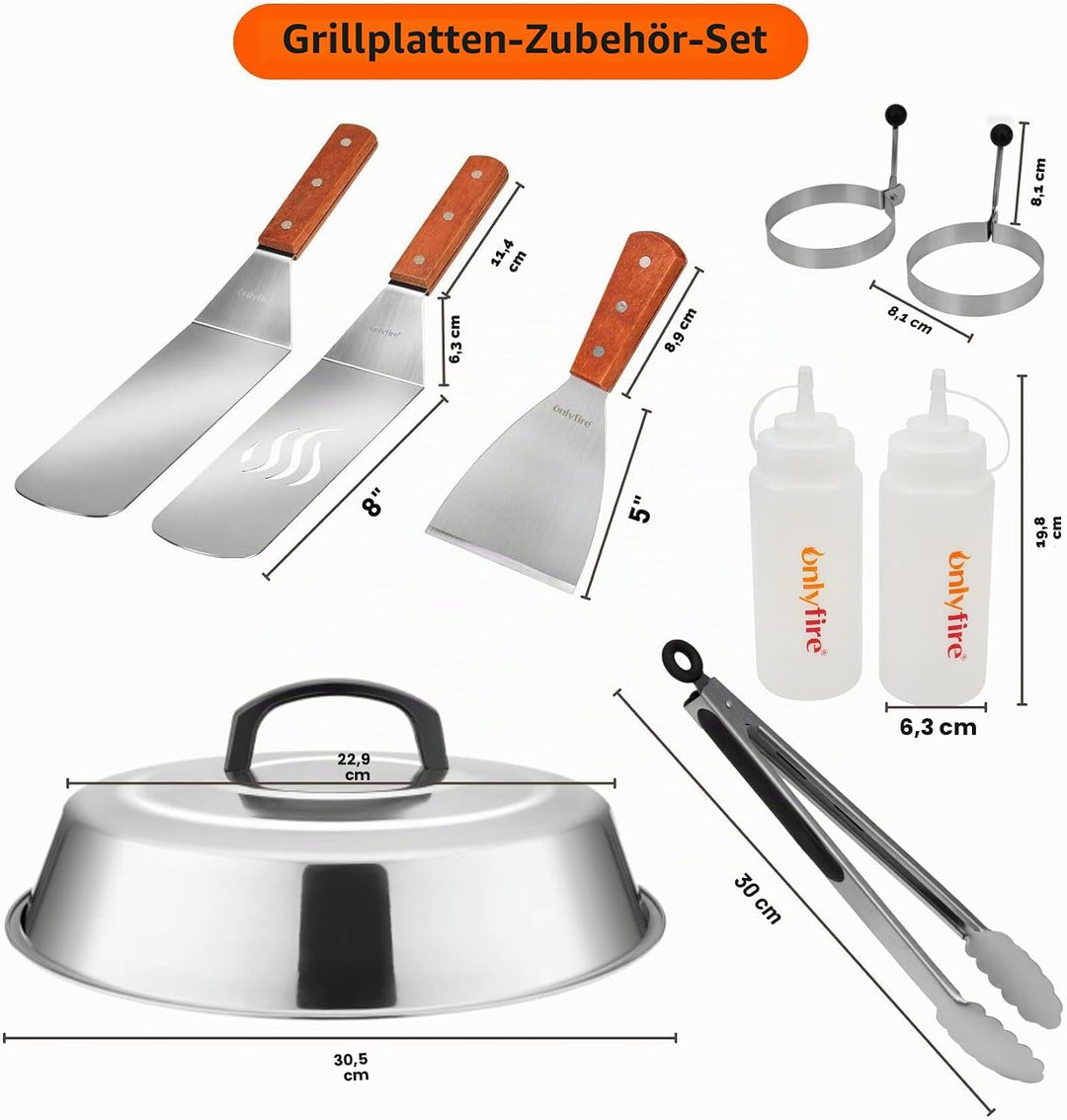 Onlyfire FPA-5117 Professionelles BBQ Grillspachtel Set Grillwender Ideal für Plancha Kochplatte, mi