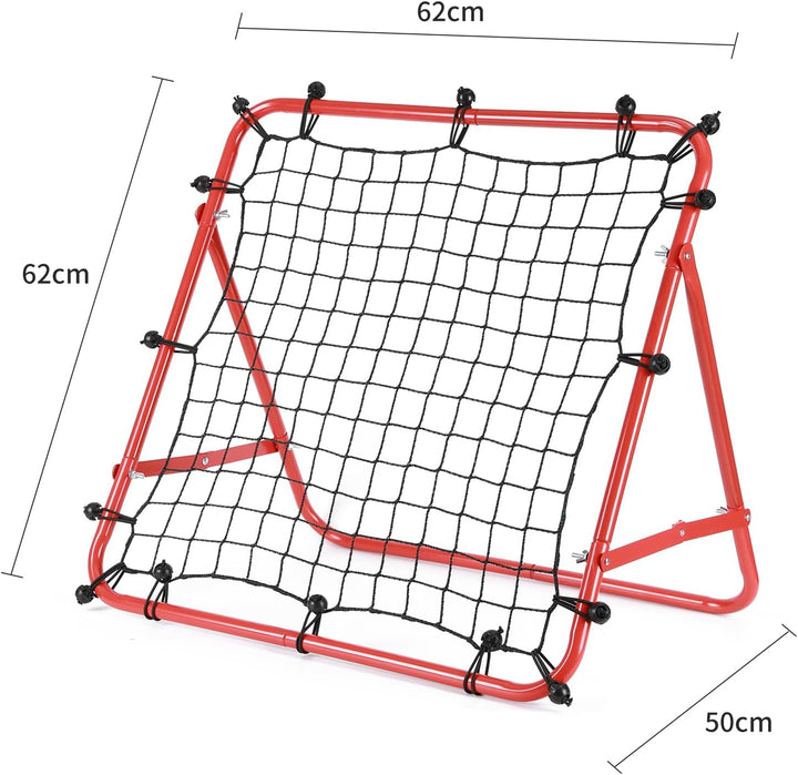 Fussball Rebound Netz Rebounder Faltbar Sports Prellwand aus Stahlrahmen Rot, 62cm x 62cm