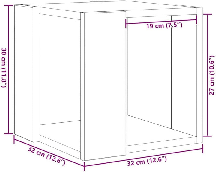 vidaXL Couchtisch Altholz 32 x 32 x 30 cm Holzwerkstoff, Stilvoller Couchtisch für das Wohnzimmer, m
