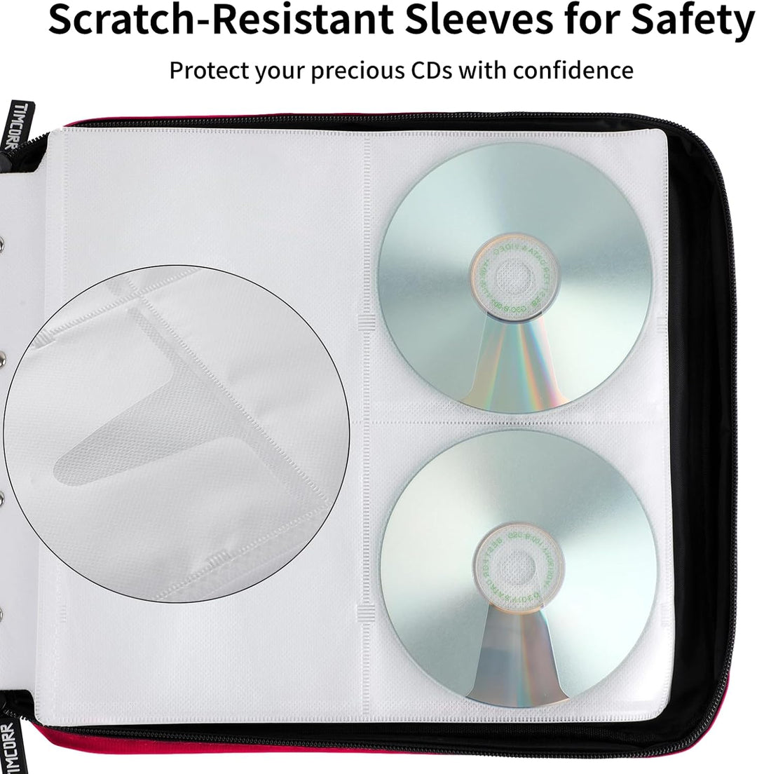 TIMCORR CD-Hülle, DVD-Halter, Aufbewahrung: 160 DVD-Hüllen, Organizer, tragbare Brieftaschen-Aufbewa