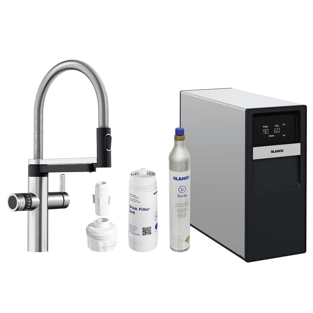 BLANCO drink.soda EVOL-S Pro PVD Steel | Multifunktionales Soda-Wassersystem | Gekühltes Wasser in s