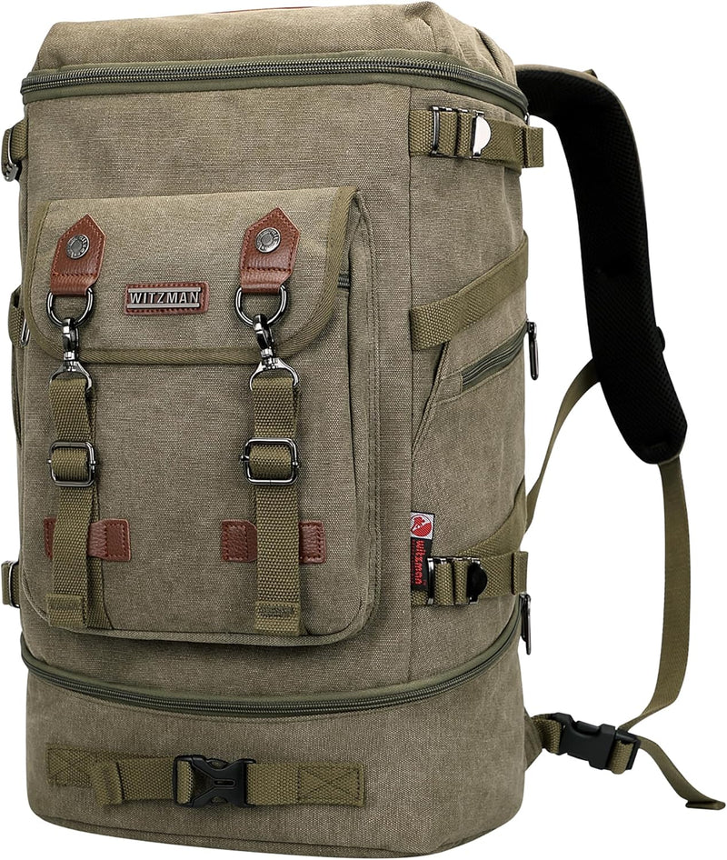 WITZMAN Vintage Canvas Rucksack Gross Reiserucksack Herren Convertible Reisetasche Laptop Rucksack W