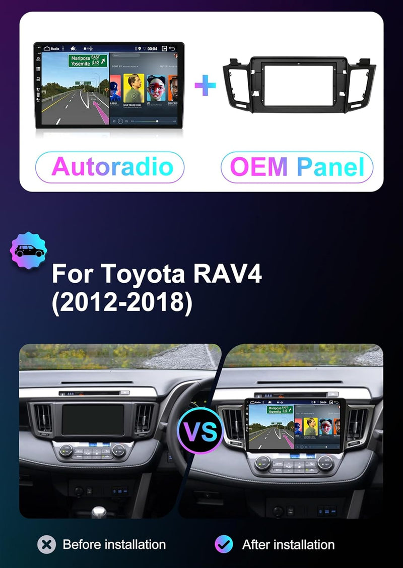 BXLIYER -[8G+256G, 8-Core]- Android 12 IPS Autoradio für Toyota RAV4 (2013-2018) - Kabellos CarPlay/