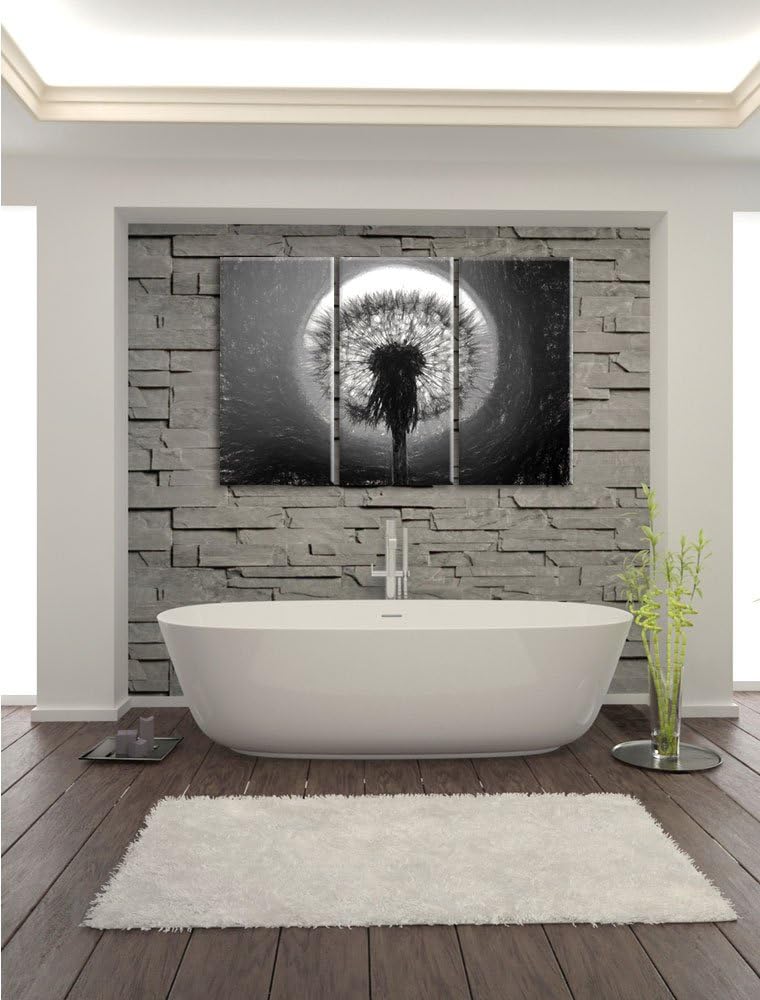 Pixxprint Pusteblume abends als Leinwandbild/Grösse: 3 Teilig (120x80) cm/Wandbild/Kunstdruck/fertig