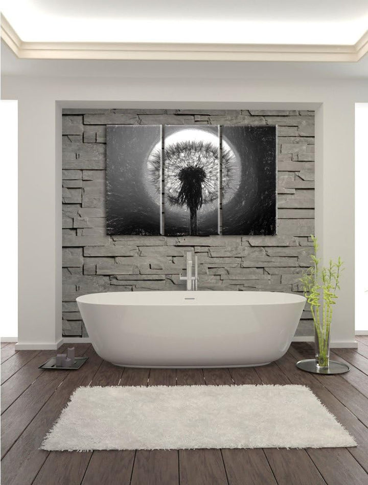 Pixxprint Pusteblume abends als Leinwandbild/Grösse: 3 Teilig (120x80) cm/Wandbild/Kunstdruck/fertig