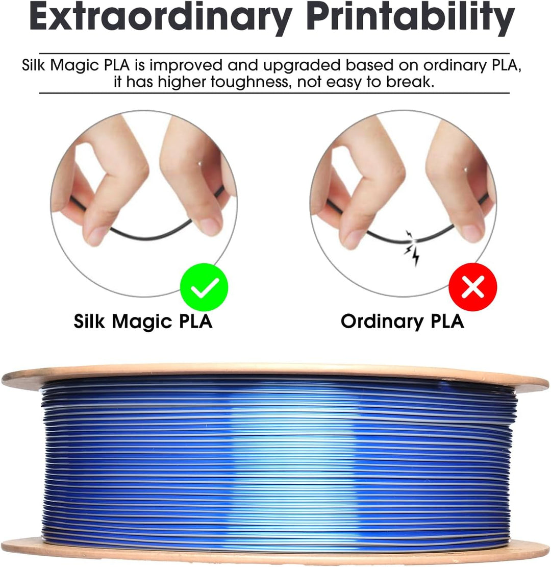 eSUN Silk Dual-Color PLA Filament 1.75mm, Co-Extrusion Silk Magic PLA 3D-Druck Filament, Farbverlauf
