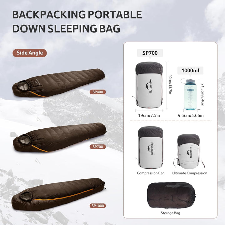 Naturehike Snowbird RDS Entendaunen Mumienschlafsack,Outdoor Professional Camping Schlafsack,Unisex