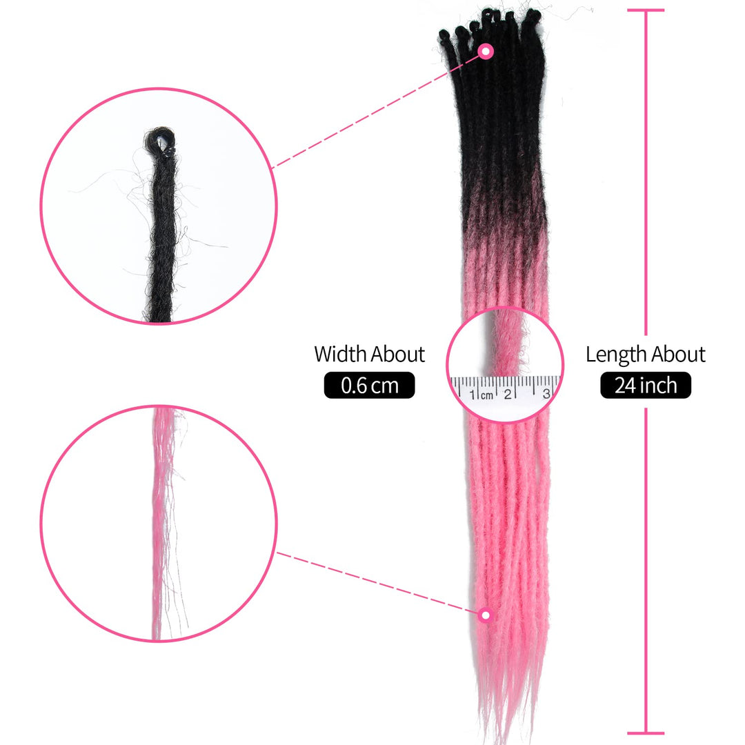Dünne 0.6cm Synthetische Dreadlock Extensions Handgemacht 24 Zoll 20 Stränge Häkelhaar Lange Häkelzö
