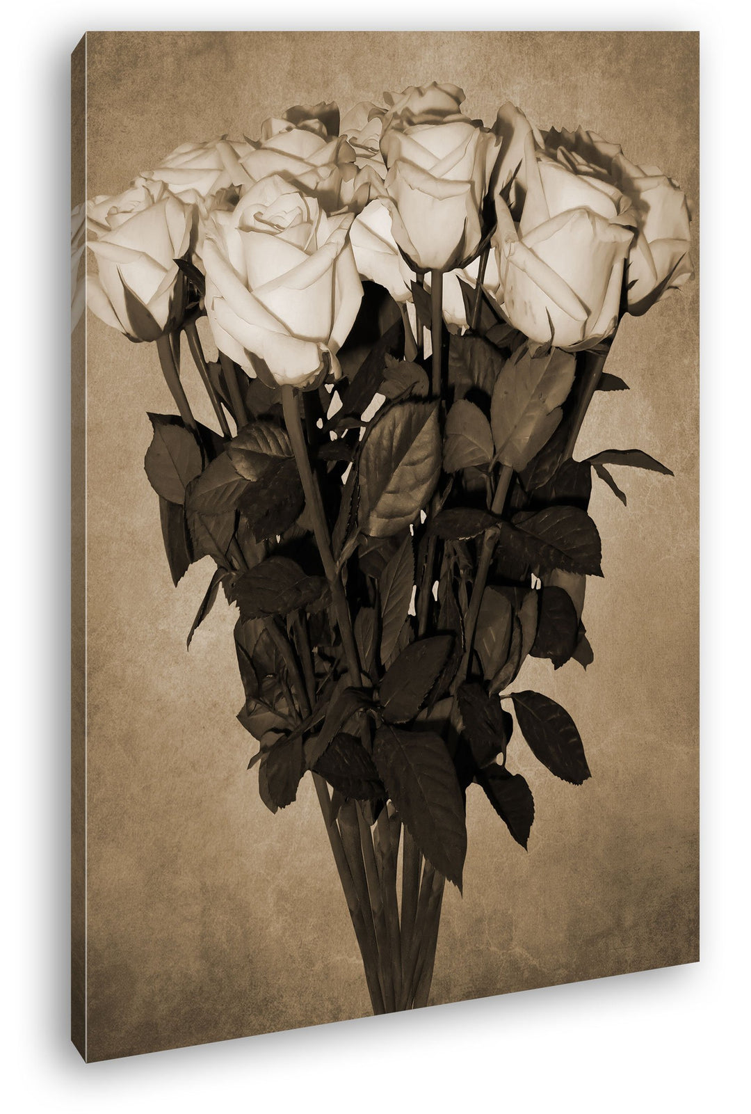 deyoli Blumenstrauss Rosen Format: 80x60 Effekt: Sepia als Leinwand, Motiv fertig gerahmt auf Echtho