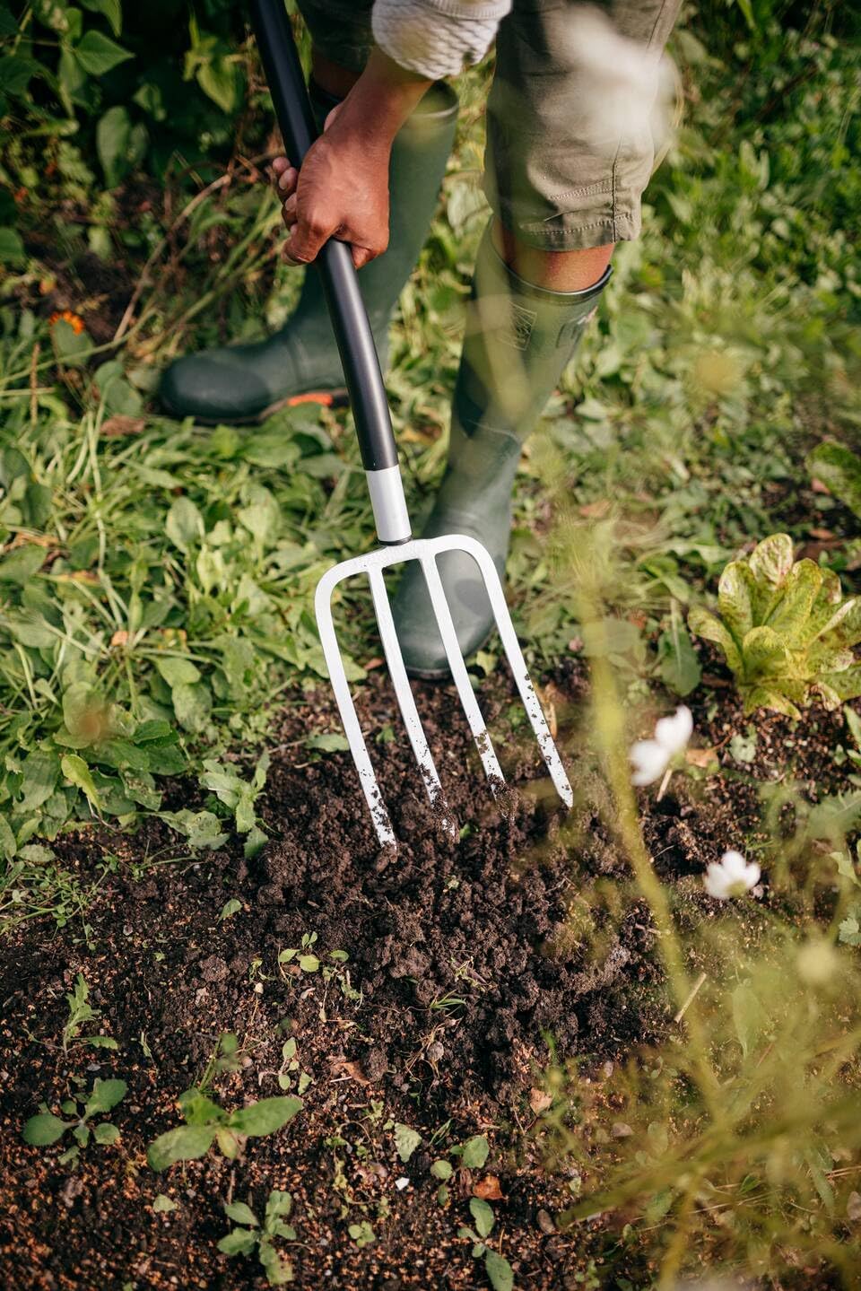 Fiskars Spatengabel für Harte, steinige Böden, Mit 4 Zinken, Länge: 120 cm, Qualitätsstahl-Zinken/Gl