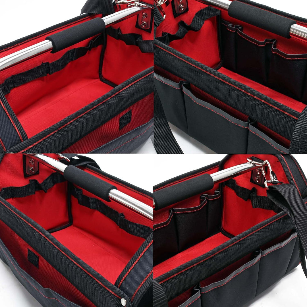 Wiltec Werkzeugtasche Grösse L 33x18,5x25 cm, Werkzeugbeutel mit verstellbarem Schultergurt und Trag