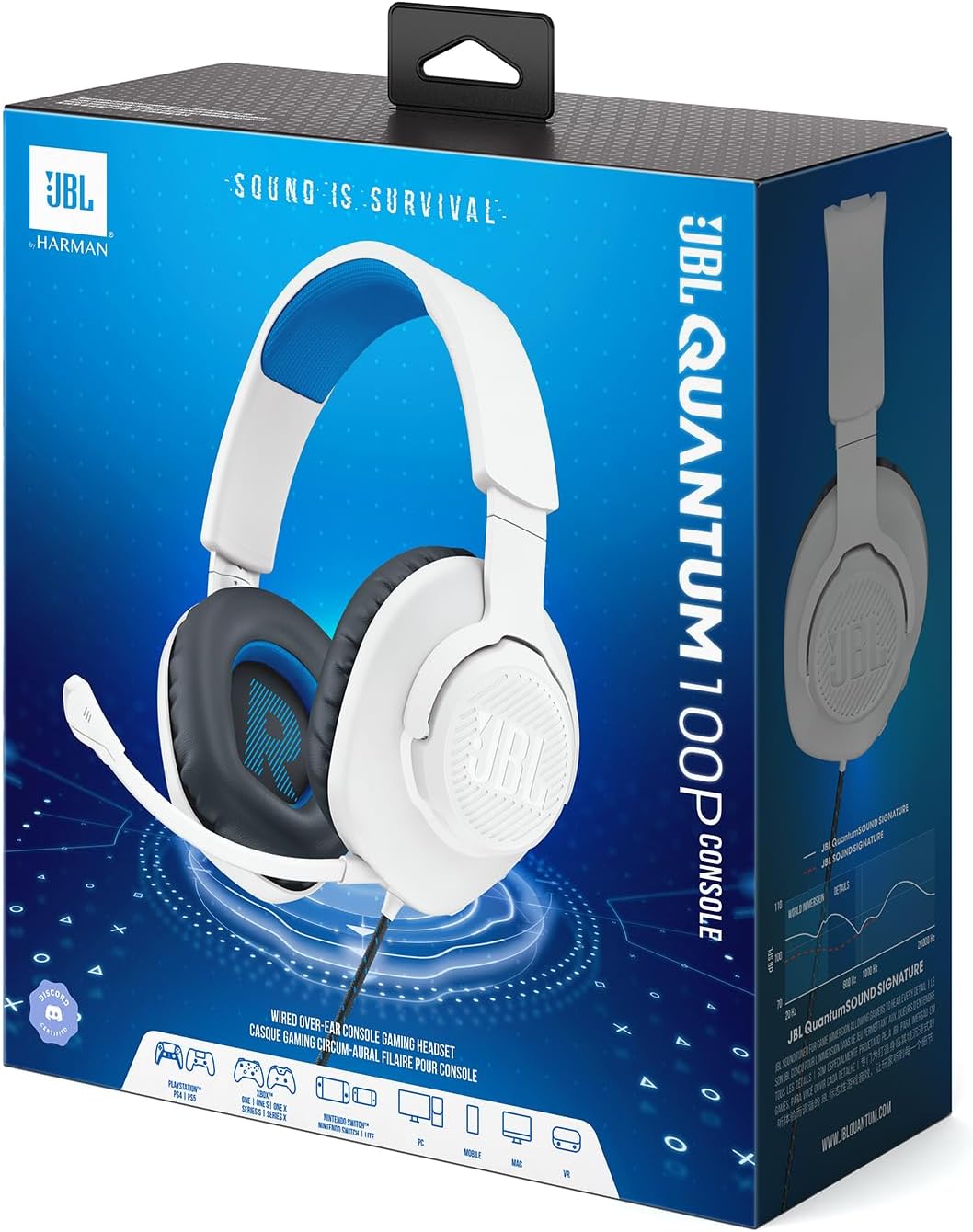 JBL Quantum 100P Over-Ear-Gaming-Headset – Wired 3,5 mm Klinke – Mit abnehmbarem Boom-Mikrofon – Kom