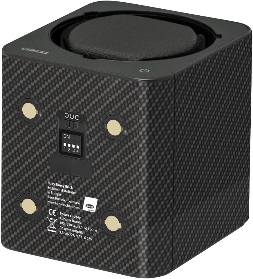STARTERSET: Boxy Uhrenbeweger Fancy Brick Carbon - von Beco-Technic- (mit Stromadapter) …