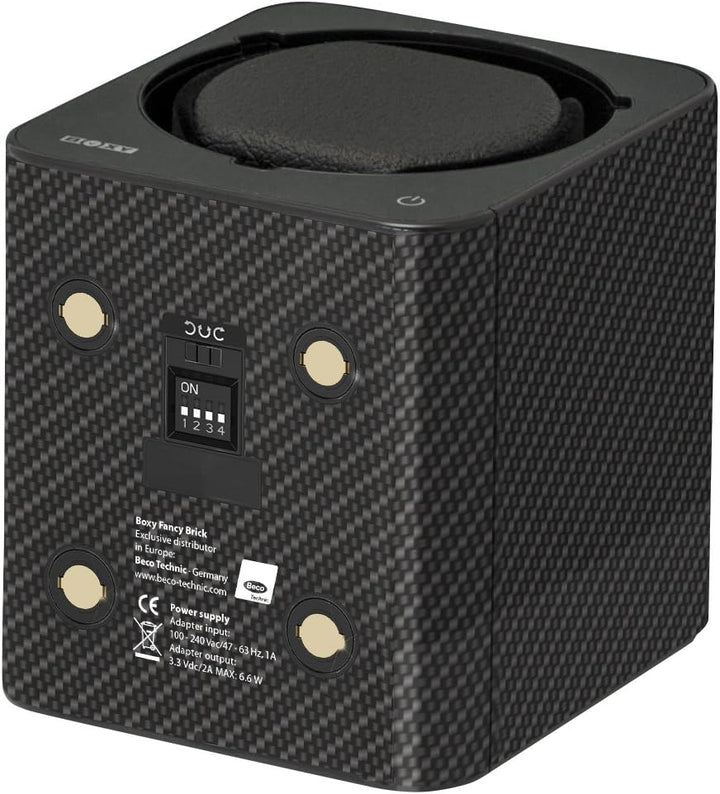 STARTERSET: Boxy Uhrenbeweger Fancy Brick Carbon - von Beco-Technic- (mit Stromadapter) …