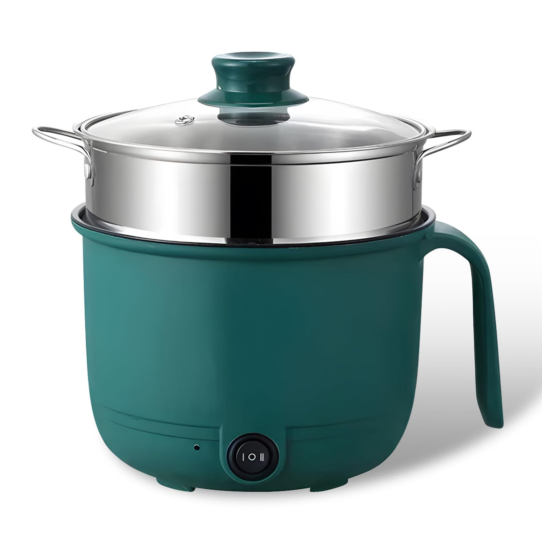Elektrischer Hot Pot, 1,3l Elektrischer Kochtopf, Hot Pot Ramen Cooker Mit Dampfgarer Aus Edelstahl,