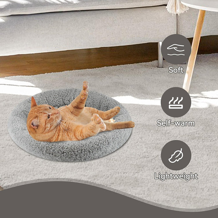 Enjoying Katzenkissen Rund 30 X 30 cm, Wärme Katzenschlafplatz für Kleinen Hunde Katze Hasen, Sanft