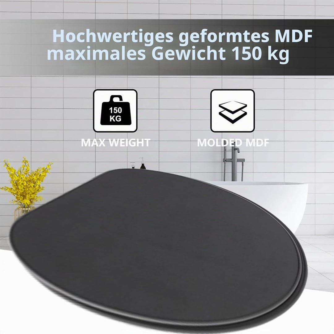MDF-Toilettensitz, Klodeckel Holz, O-Förmig Toilettendeckel Mit Soft-Close-Mechanismus, Verstellbare