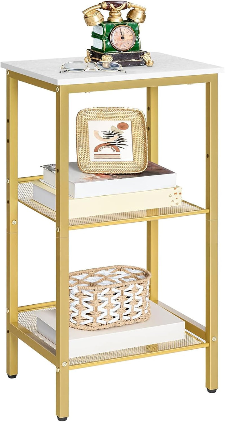 HOOBRO Beistelltisch, Telefontisch mit 2 verstellbaren Gitterablagen 38 x 28 x 74 cm, Sofatisch, Kaf
