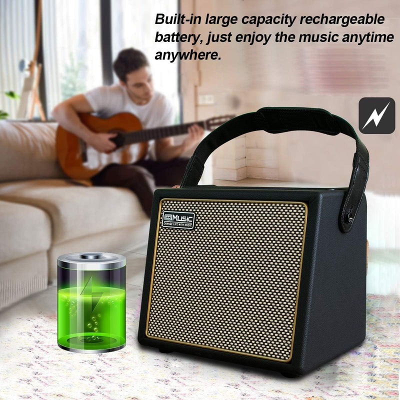 Coolmusic 30W Akustischer E-Gitarrenverstärker BT Tragbarer Gitarrenverstärker Lautsprecher mit Mikr