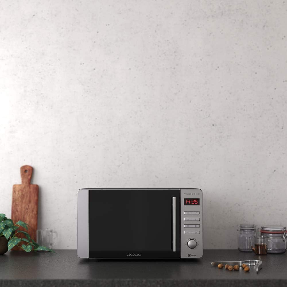 Cecotec Mikrowelle Pro Clean 5110 Inox. 700 W, Grill 800 W, 20 L, Ready 2 Clean, Beschichtung 3D Wav
