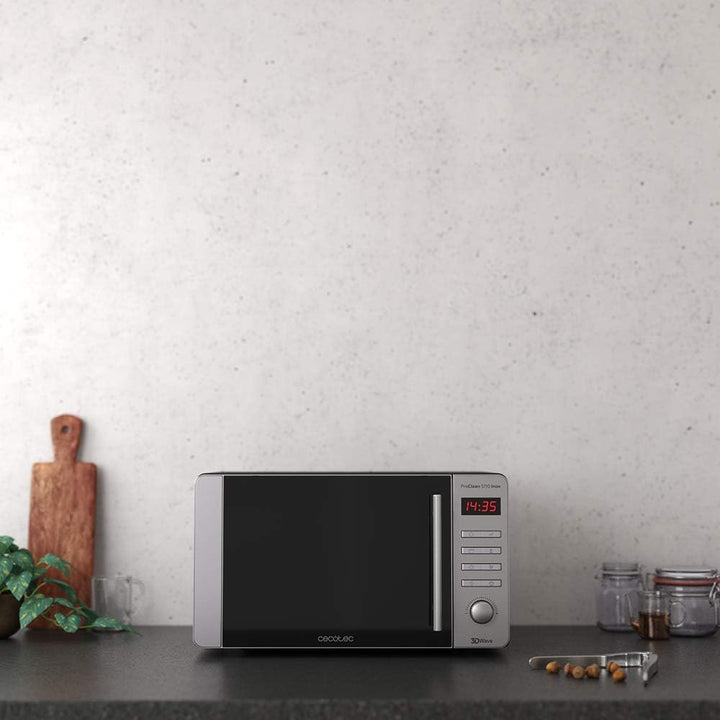 Cecotec Mikrowelle Pro Clean 5110 Inox. 700 W, Grill 800 W, 20 L, Ready 2 Clean, Beschichtung 3D Wav