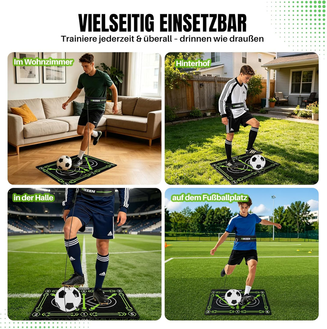 Hikeen Kicktrainer mit Fussball und geräuschlose Fussbalmatte zum verbessert Geschwindigkeit, Kraft