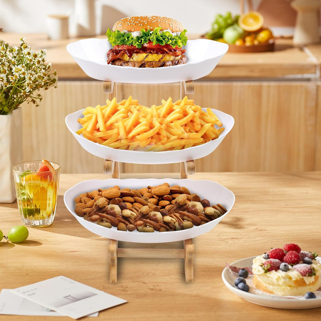 Obst Etagere mit 3 Etagen, Weiss Obstschalenständer 3 Stöckig Obstschale, Stabil & Ohne zu Zittern,