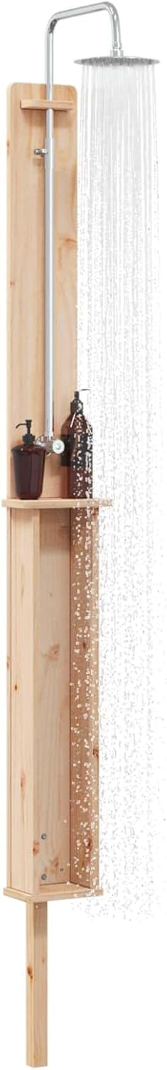 Festnight Gartendusche Holz 24x19x246 cm Aussendusche Outdoor Dusche Garten Aussendusche Pool Outdoo