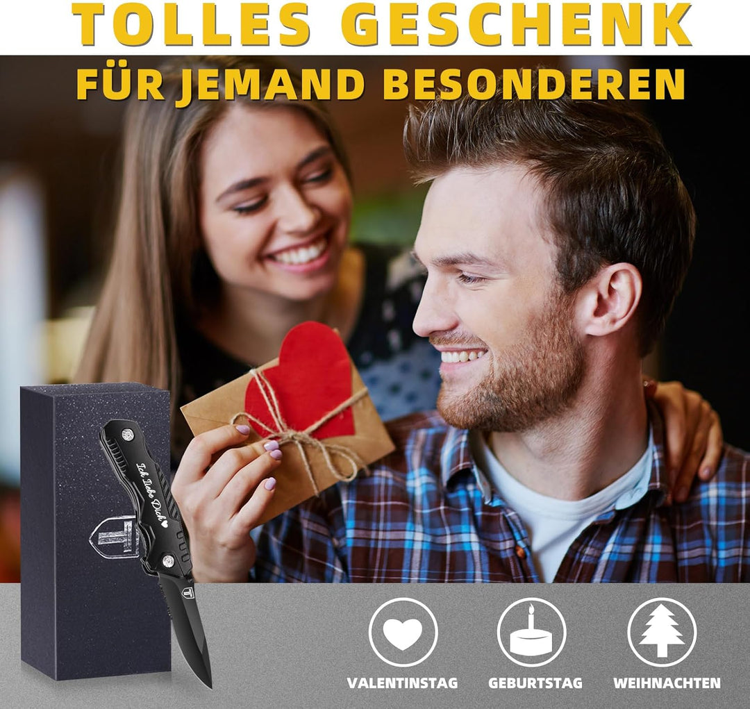 Taschenmesser Multitool Jahrestag Geschenk für ihn - Partner Geschenke Geburtstagsgeschenk, Hochzeit