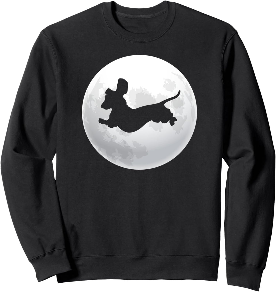 Dackel Dackelhund Silhouette Retro Mond Geschenk Sweatshirt