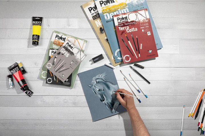 Clairefontaine 975171C Block Paint'On (20 Blatt, kopfseitig geleimt, 250g, DIN A2) 1 Stück schwarz S