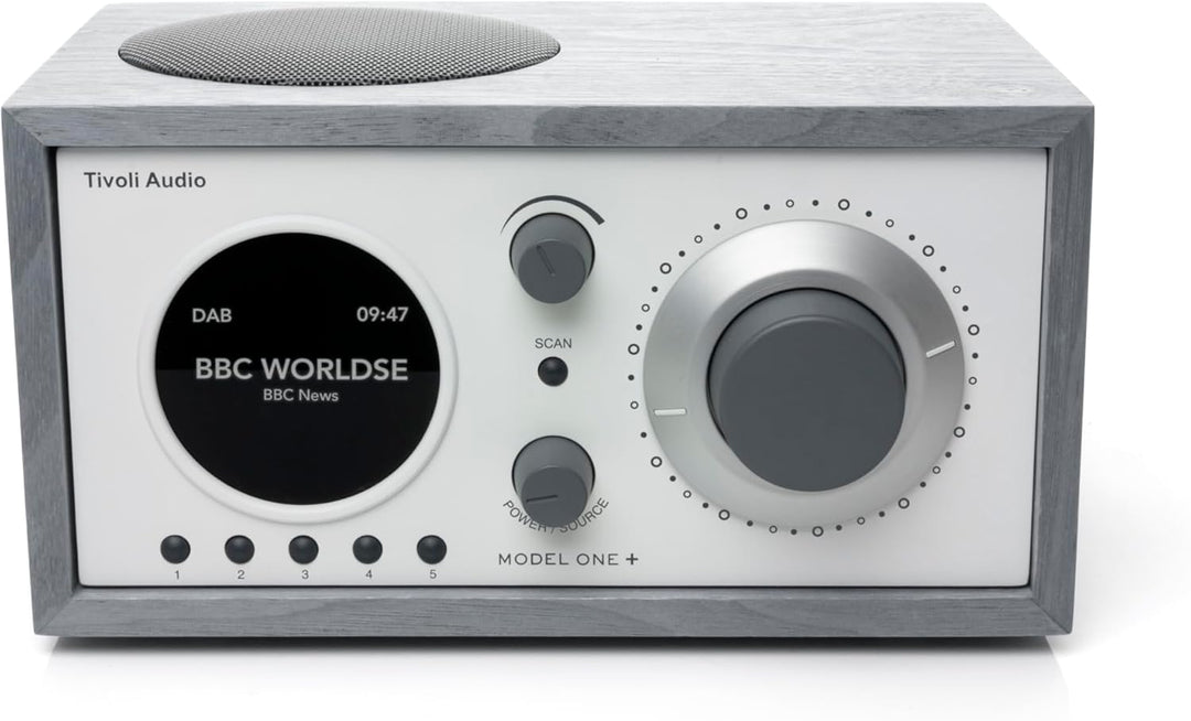Tivoli Audio Model One+ FM/DAB+ Radio mit Bluetooth und Fernbedienung (Grau / Weiss) Grau/weiss, Gra