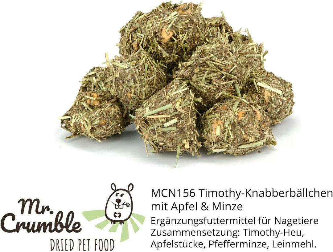 Mr. Crumble Dried Pet Food Knabberbällchen aus Timothy-Heu getreidefrei 6er-Set, Strukturfutter Leck