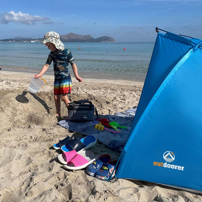 outdoorer Leicht-Strandmuschel Helios Air 850 Strandzelt mit UV 80 Sonnenschutz, kompakt, kleines Pa