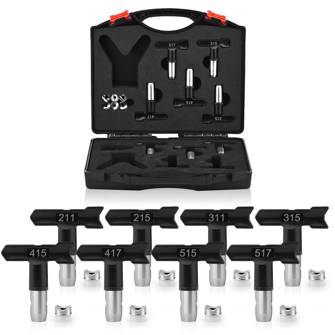 Airless Farbsprühspitzen-Set, 8 Stück, wendbare Sprühspitzen mit Aufbewahrungsbox, luftlose Farbsprü