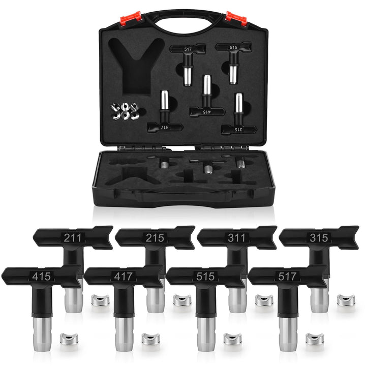 Airless Farbsprühspitzen-Set, 8 Stück, wendbare Sprühspitzen mit Aufbewahrungsbox, luftlose Farbsprü