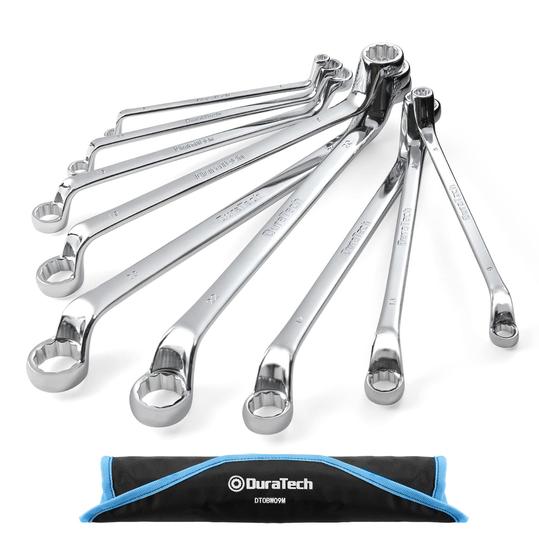 DURATECH Doppel-Ringschlüssel-Satz, 9-teilig, 6-23 mm, Gekröpfter Schraubenschlüssel Set, um 75 Grad