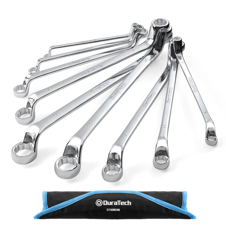 DURATECH Doppel-Ringschlüssel-Satz, 9-teilig, 6-23 mm, Gekröpfter Schraubenschlüssel Set, um 75 Grad