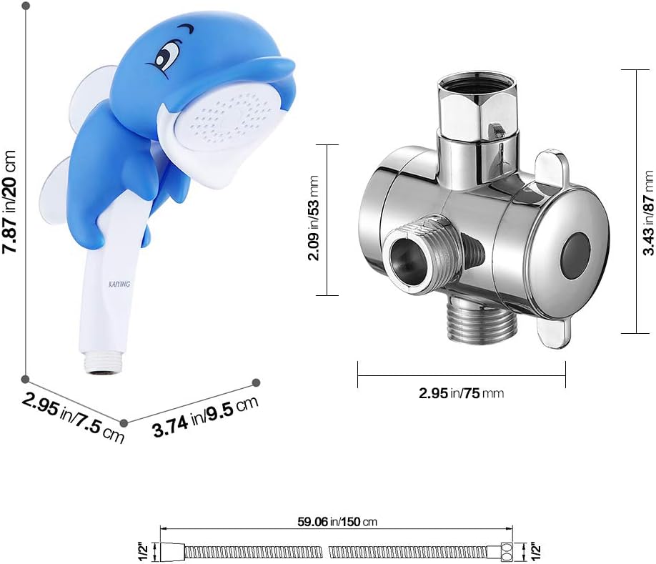 KAIYING Delphin Kinderdusche, Handduschkopf für Kleinkinder, Baby Duschaufsatz, Duschköpfe Badezubeh
