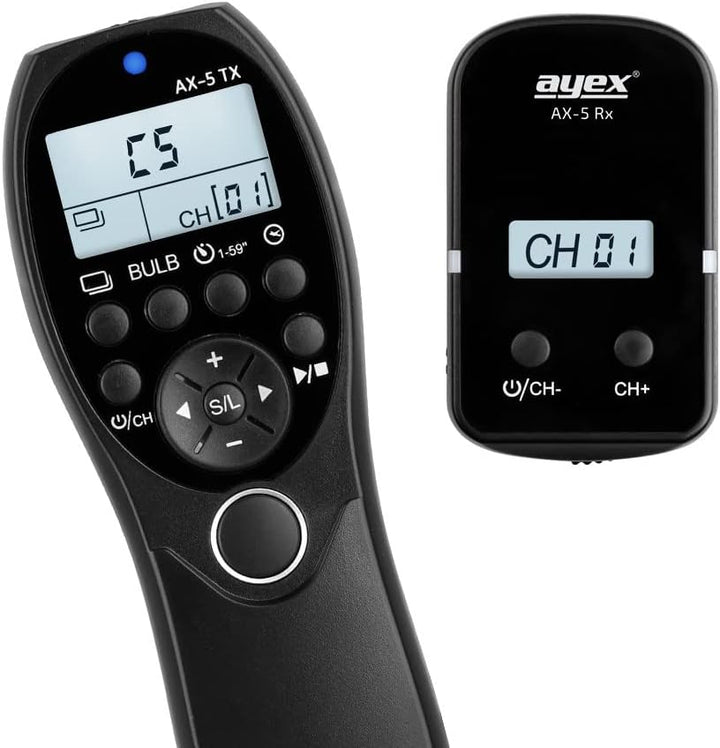 ayex Funk Timer-Fernauslöser AX-5, Kompatibel mit Canon (N3) z.B. EOS R5 1D X Mark II 5D Mark IV 5DS